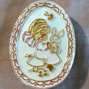 Hallmark Vintage Easter Egg Cameo Girl Bunny Pin